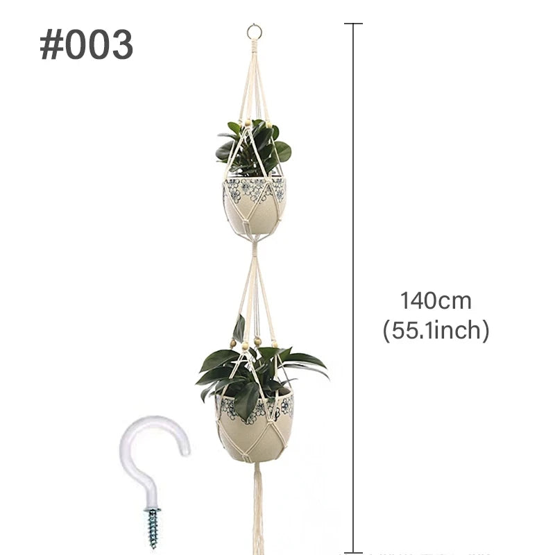 🌿 Handmade Macrame Plant Hanger – Boho Hanging Planter Basket for Indoor & Outdoor Decor