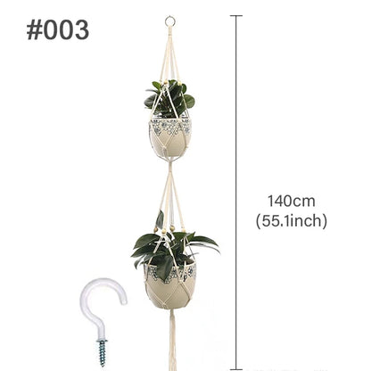 🌿 Handmade Macrame Plant Hanger – Boho Hanging Planter Basket for Indoor & Outdoor Decor