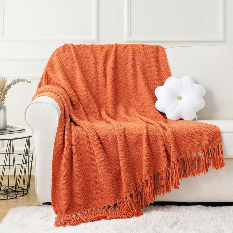 Thick Knitted Throw Blanket Soft Warm Decorative Sofa Bed Bedspread Home Boho Room Decor