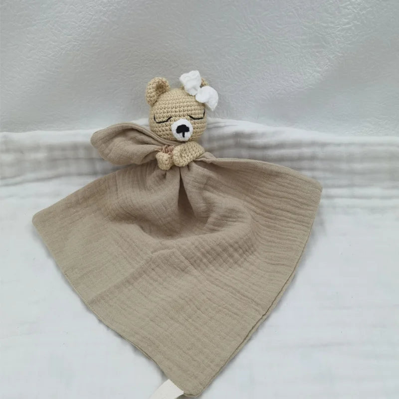 Boho Baby Soother & Comforting Burb Cloth – Soft Sleeping Animal Stuffed Teether for Infants