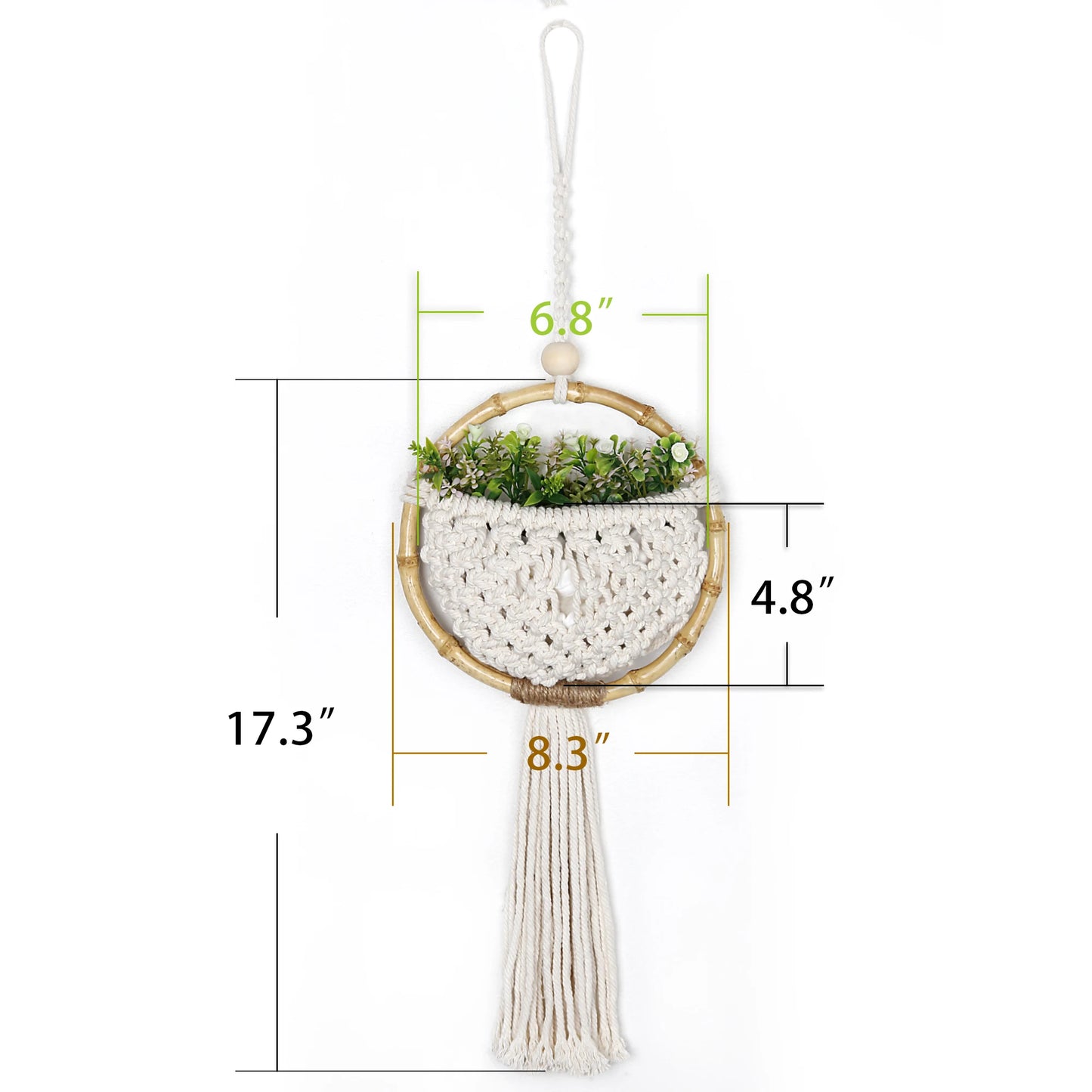 Boho Macrame Wall Hanging with Flower Pot Pocket – Handmade Nordic Round Wall Tapestry | Dorm Room & Home Decor