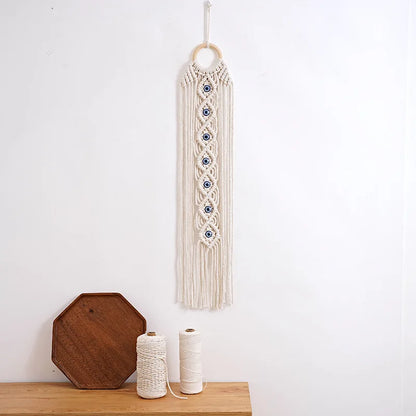 Boho Evil Eye Macrame Wall Hanging – Handwoven Cotton Tapestry for Bedroom, Living Room, Entryway Wall Art for Boho Home Decor - My Boho Home