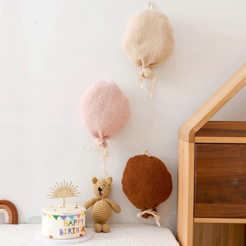 Teddy Velvet Balloon Pillow – Soft Cotton Baby Room Hanging Decor