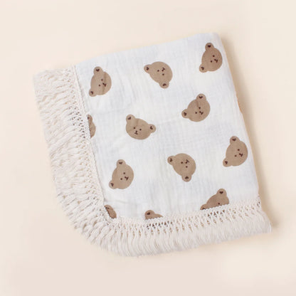 🌿 Cotton Muslin Swaddle Blanket – Soft, Breathable & Boho-Inspired for Newborns