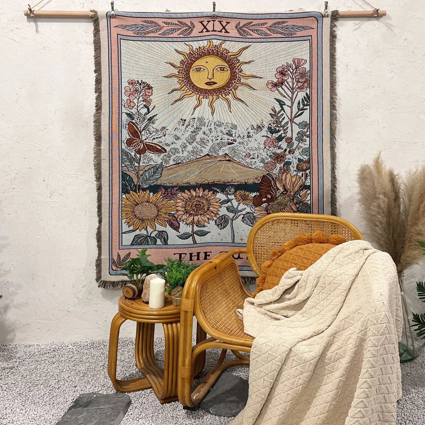 Tarot Tapestry Blanket – Boho Woven Throw for Sofa, Bed, Picnic & Travel