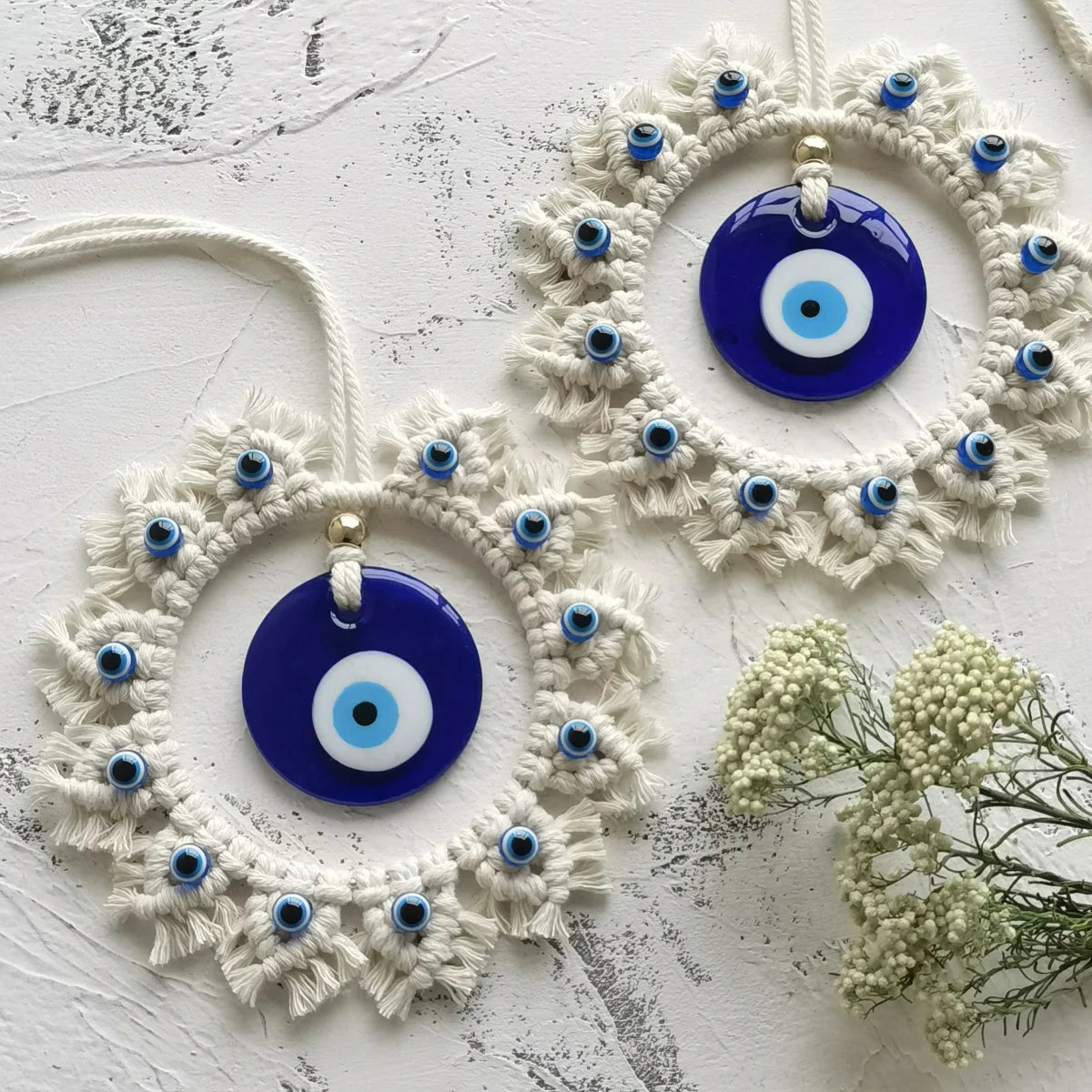 Handcrafted Evil Eye Macrame Circle Wall Decor
