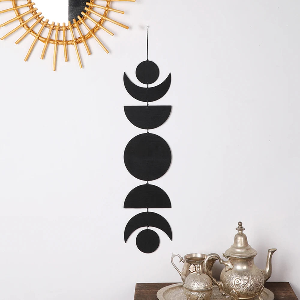 Wooden Wall Hanging Moon Phase Garland Wall Decor Hanging Ornaments Decoration Boho Home Decor for Nursery Ornament Gift