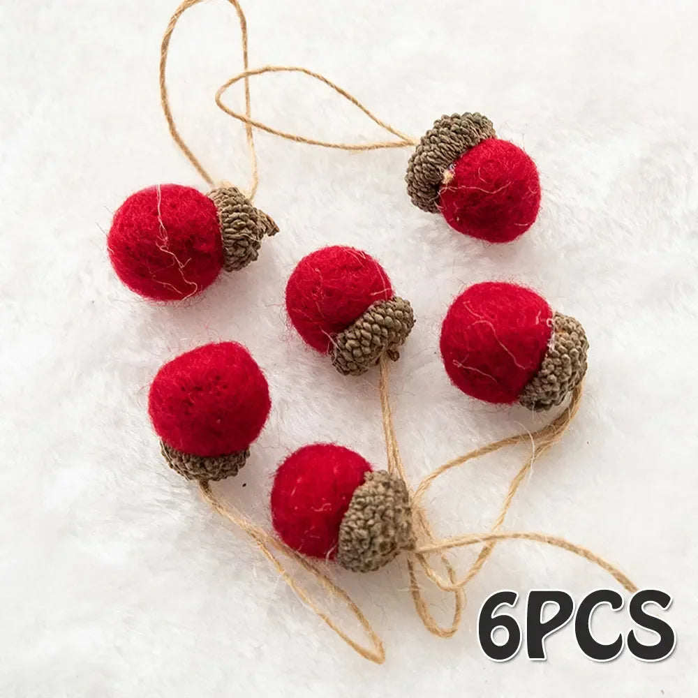 Wool Felt Acorn Ornaments – Set of 6