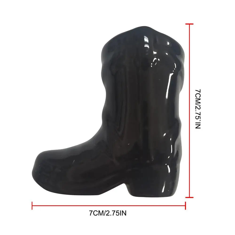 Ceramic Match Holder With Striker Cowboy Boot Shaped Boho Style Jar Fireplace Home Decor Container
