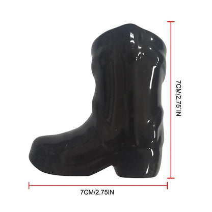 Ceramic Match Holder With Striker Cowboy Boot Shaped Boho Style Jar Fireplace Home Decor Container