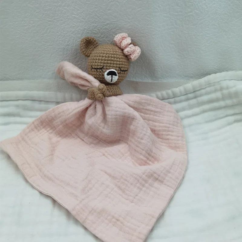 Boho Baby Soother & Comforting Burb Cloth – Soft Sleeping Animal Stuffed Teether for Infants