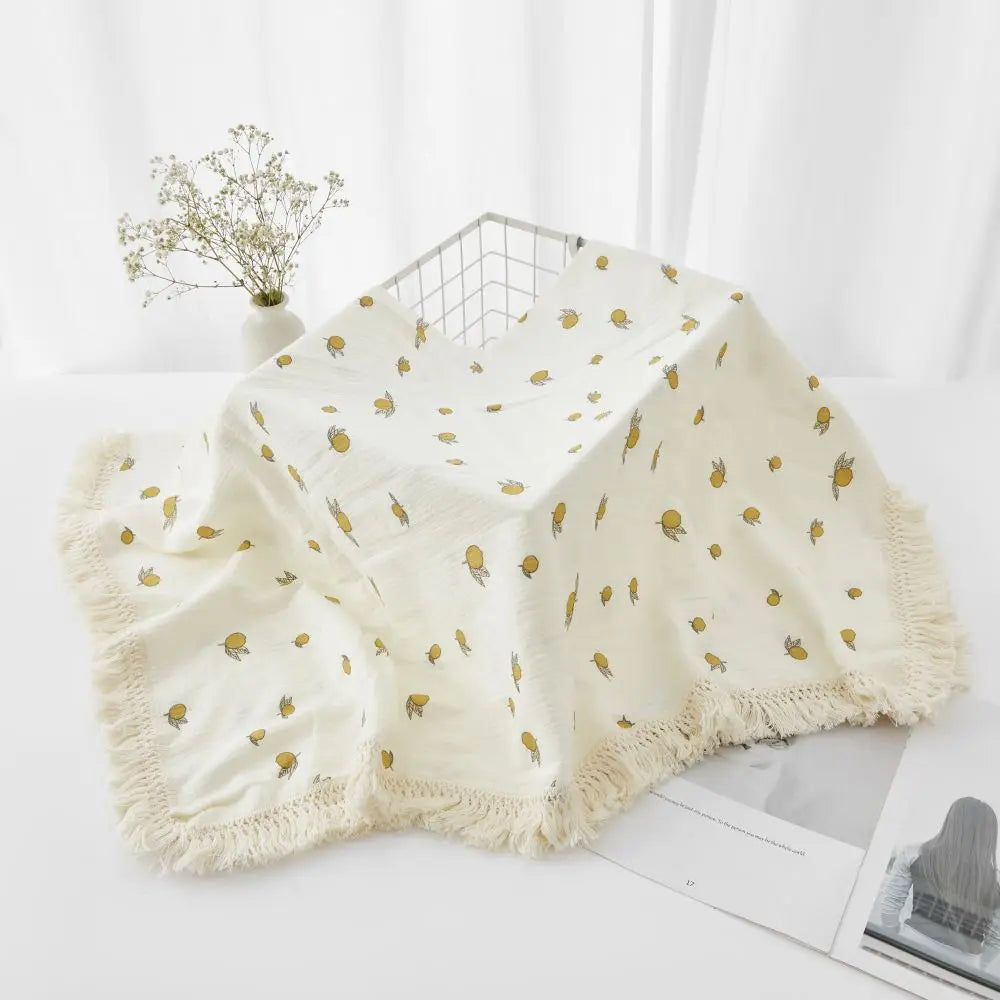 🌿 Cotton Muslin Swaddle Blanket – Soft, Breathable & Boho-Inspired for Newborns