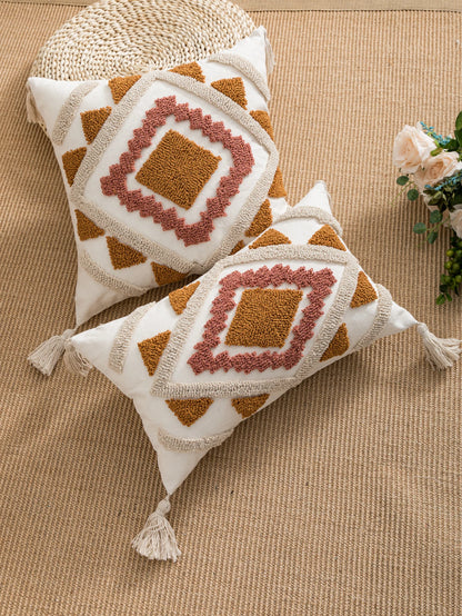 Symmetrical Geometric Stripes Pillow Cover – Boho Home Decor Accent for Sofa, Bed, or Chair Housewarming Gift