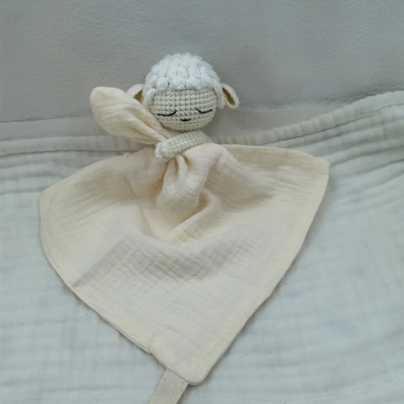 Boho Baby Soother & Comforting Burb Cloth – Soft Sleeping Animal Stuffed Teether for Infants