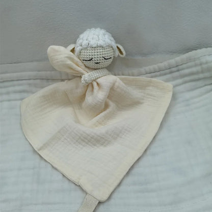 Boho Baby Soother & Comforting Burb Cloth – Soft Sleeping Animal Stuffed Teether for Infants