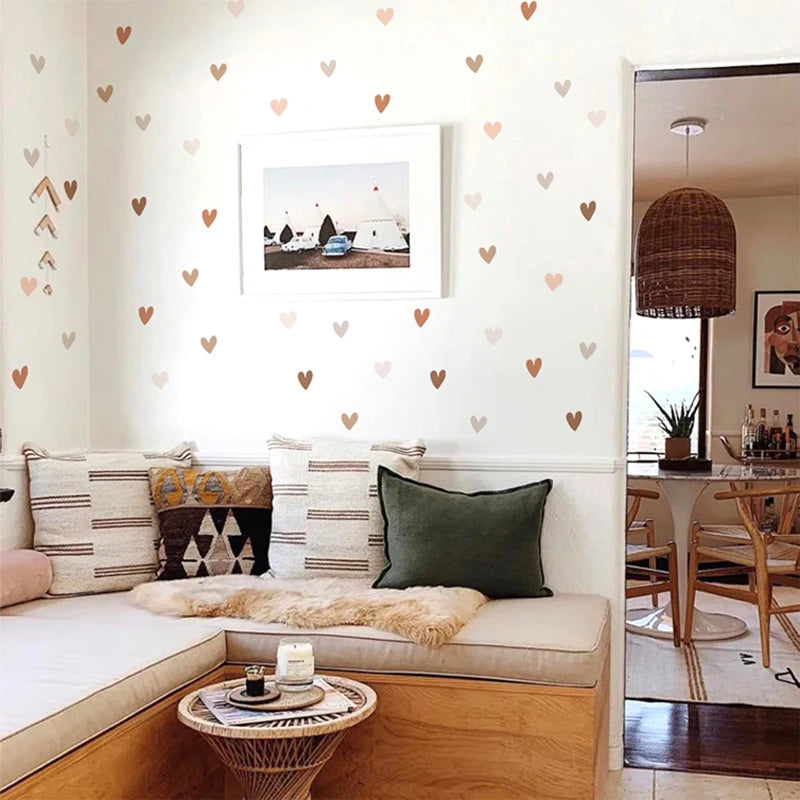 Boho Home Decor Heart & Sun Vinyl Wall Stickers – Creative Nursery Wall Art Decals for Baby or Living Room