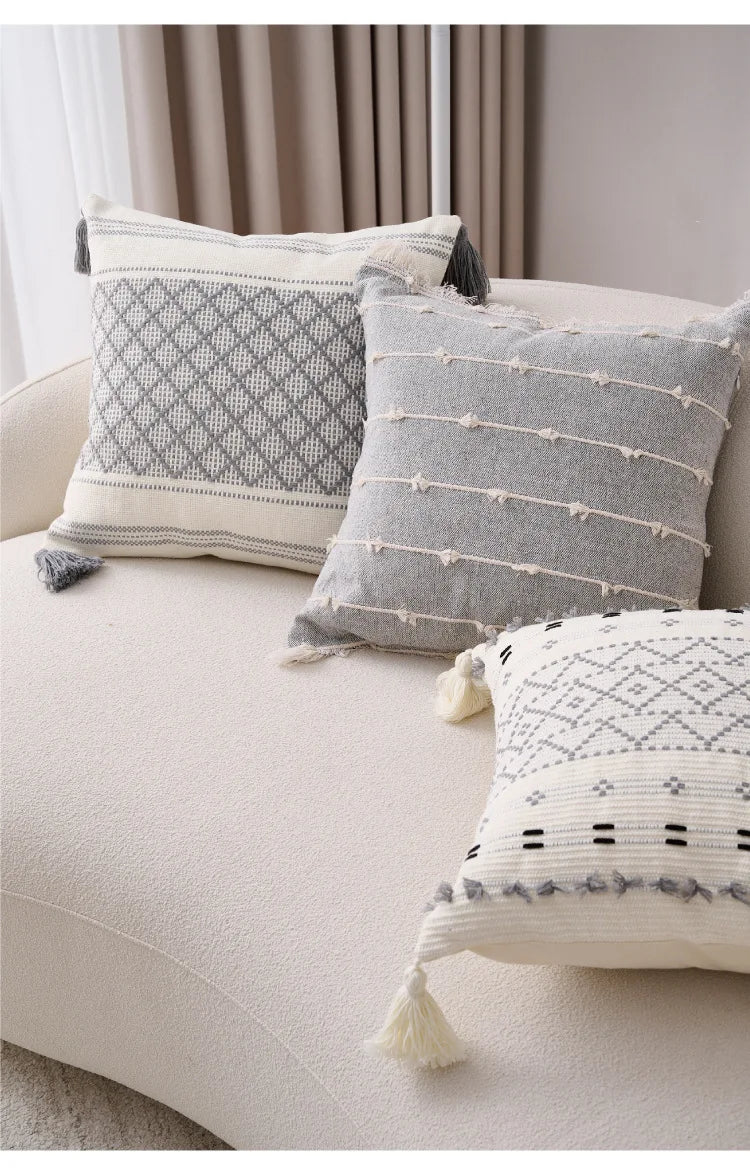 Bohemian Pillowcase Sofa Living Room Home Decoration Cotton Linen Pillow Cover Bed Tassel Cushion Cover