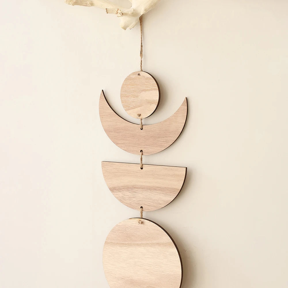 Wooden Wall Hanging Moon Phase Garland Wall Decor Hanging Ornaments Decoration Boho Home Decor for Nursery Ornament Gift