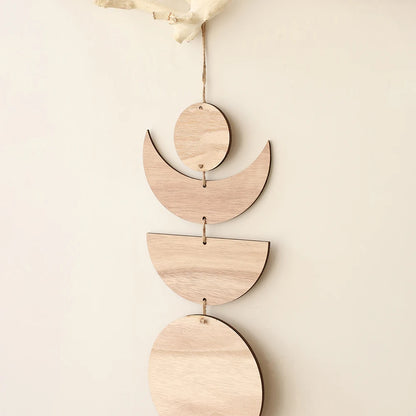 Wooden Wall Hanging Moon Phase Garland Wall Decor Hanging Ornaments Decoration Boho Home Decor for Nursery Ornament Gift