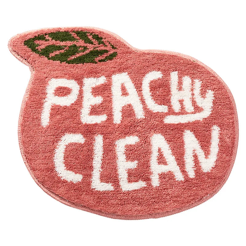 Peach & Lemon Shaped Microfiber Bath Mats – Soft, Absorbent & Non-Slip Bathroom Rugs