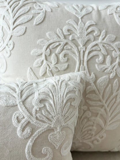Boho Embroidered Leaf Throw Pillow Cover – Decorative Cushion Case for Sofa | Boho Home Decor