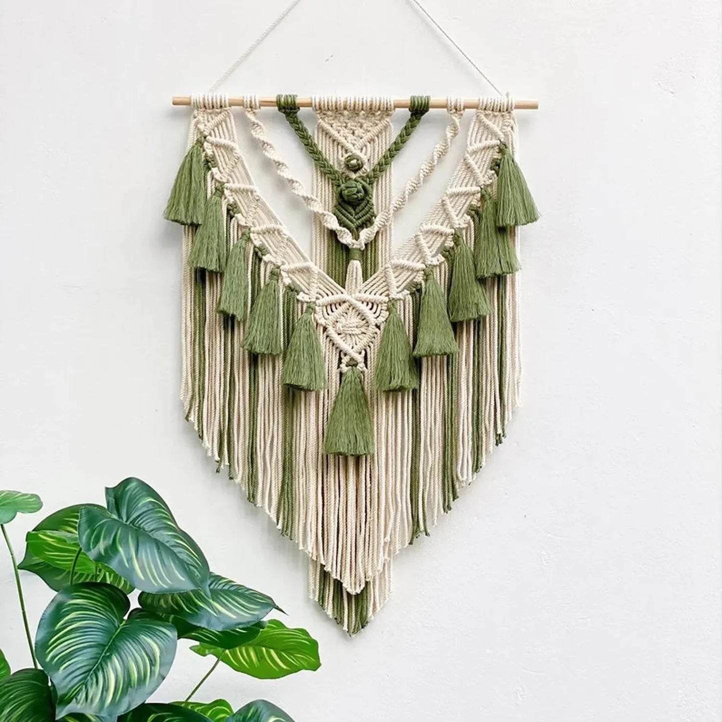 Macrame Woven Wall Hanging Boho Home Chic Bohemian Geometric Art Decor Handmade Beautiful Apartment Dorm Room Decoration Tapestry Boho 1Pc