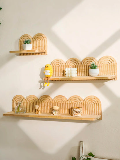 Boho Wooden Arched Wall Shelves