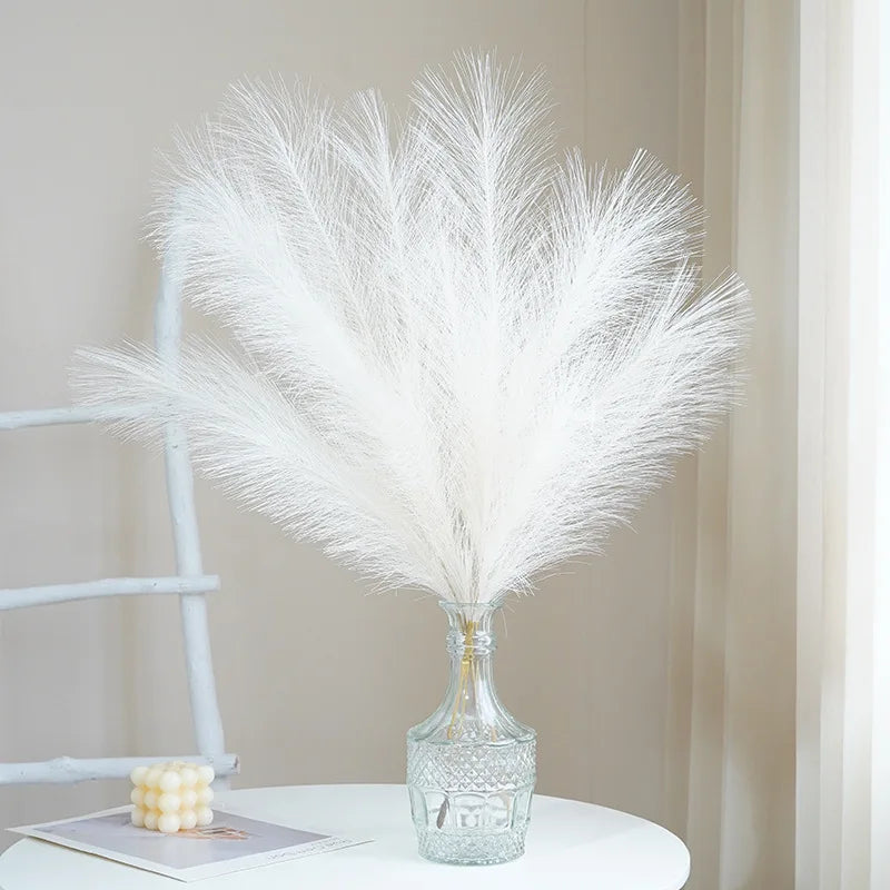 100Pcs Fake Natural Dried Pampas Grass Artificial Flower Bouquet Decorations for Home Decor Bouquet Wedding Decor 42cm Boho Bohemian House