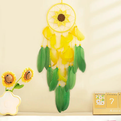 Sunflower Crochet Dreamcatcher – Handmade Boho Wall Hanging for Bright & Cheerful Spaces