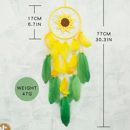Sunflower Crochet Dreamcatcher – Handmade Boho Wall Hanging for Bright & Cheerful Spaces