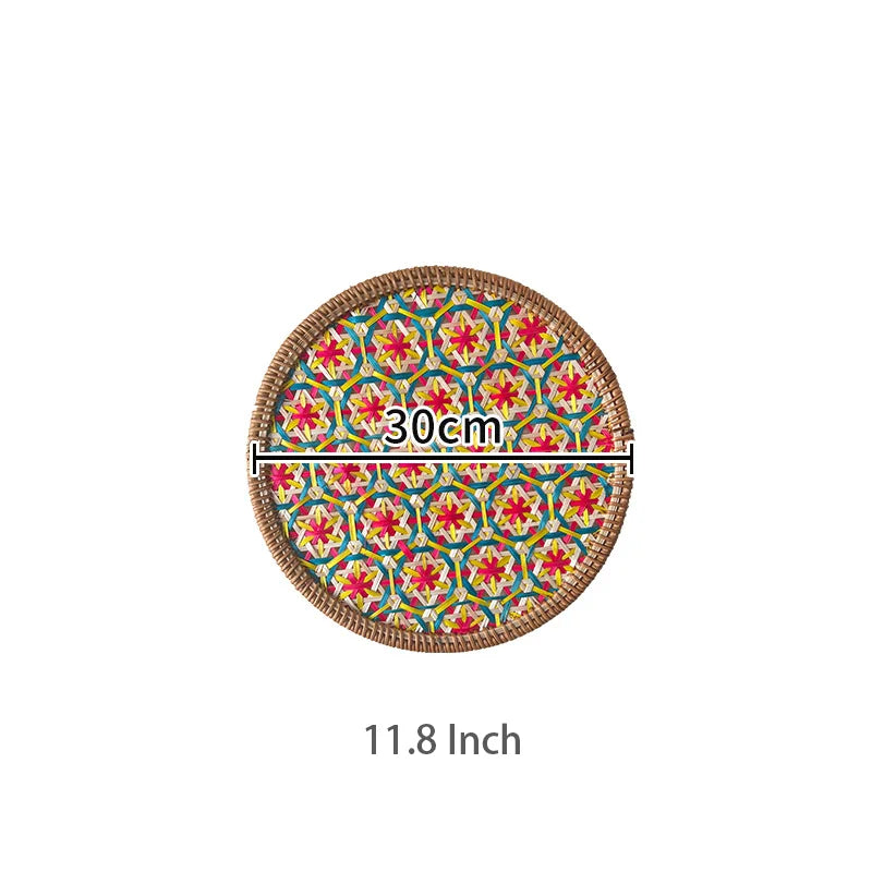 Hand-Woven Bamboo Boho Placemats – Round Rattan Table Mats for Rustic Kitchen