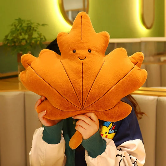 Plush Leaf Pillow – Soft Maple & Ginkgo Cushion Toy for Fall Home Decor & Gifts