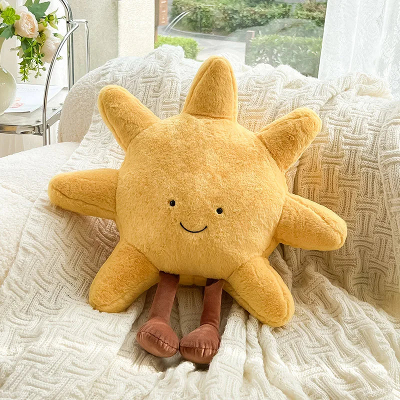 Plush Moon & Sun Throw Pillow – Soft Boho Home Decor for Sofa, Bedroom & Kids' Room