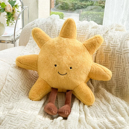 Plush Moon & Sun Throw Pillow – Soft Boho Home Decor for Sofa, Bedroom & Kids' Room