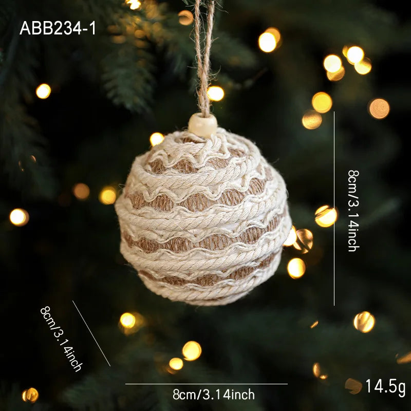 Linen Rope Christmas Balls – Rustic Cotton & Linen Holiday Ornaments