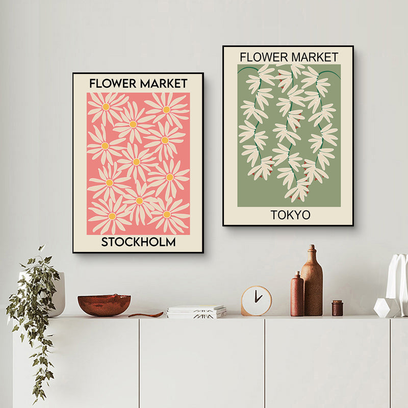 Flower Market Canvas Print – Botanical Wall Art for Boho Home Decor