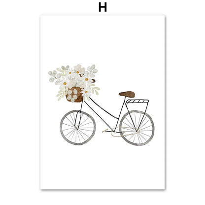 Boho Space Rocket Spaceship Bear Rabbit Hedgehog Bee Flowers Nursery Posters Wall Art Print Canvas Painting Baby Kids Room Home Decoration Sun Rainbow Hot Air Balloon 1Pc
