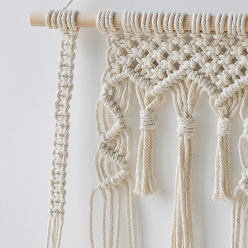 Macramé Wood Hanging Wall Shelf