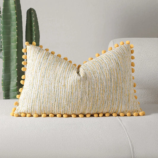 Boho Decorative Pillow Cover with Tassel Accents – 12" x 20"