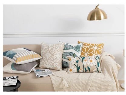 Cozy Embroidered Throw Pillow Cover – Nordic-Inspired Boho Home Decor Accent