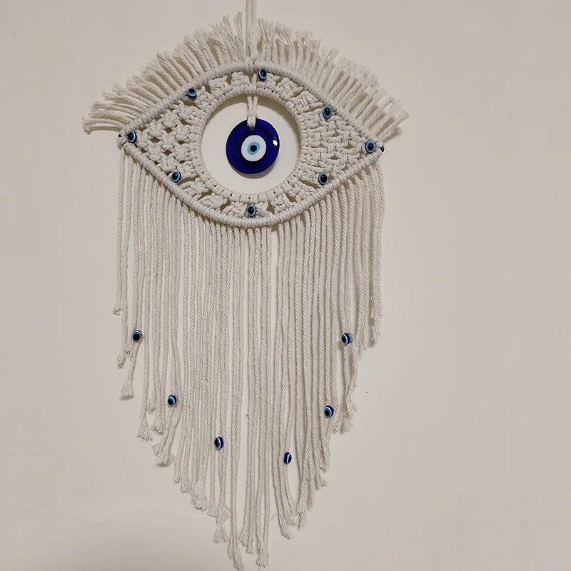 Evil Eye Macrame Wall Hanging – Handmade Boho Home Decor Tapestry