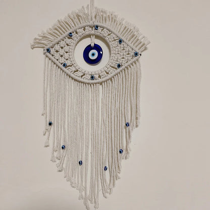 Evil Eye Macrame Wall Hanging – Handmade Boho Home Decor Tapestry