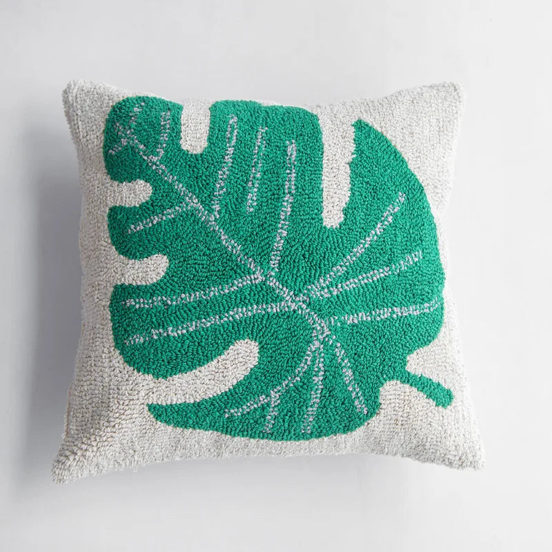 Vibrant Tufted Geometric Nature Embroidered Cushion Cover – Boho Patchwork Throw Pillow
