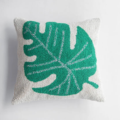 Vibrant Tufted Geometric Nature Embroidered Cushion Cover – Boho Patchwork Throw Pillow
