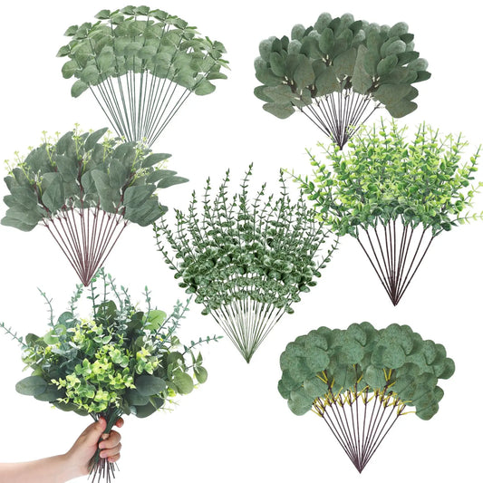 120-Piece Mixed Artificial Eucalyptus Bundle – Boho Home Decor Greenery