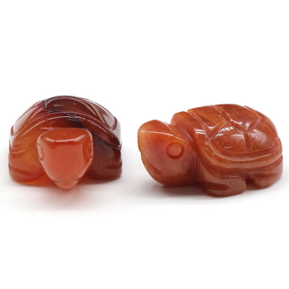 Mini Natural Gemstone Turtle Figurine – Hand-Carved Crystal Animal for Chakra Healing & Boho Home Decor