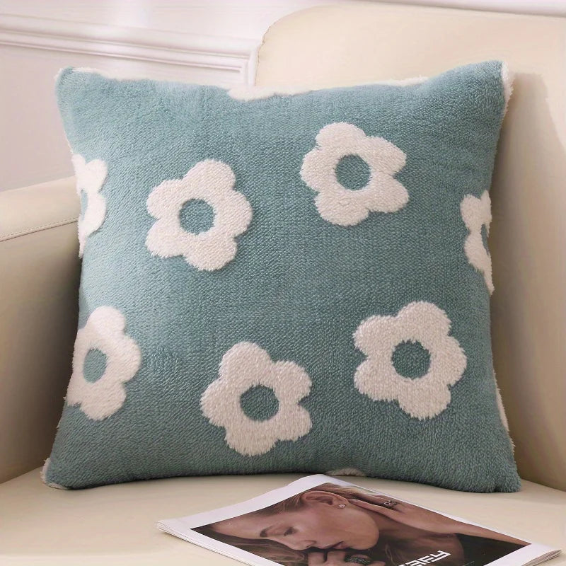 🌸 Light Luxury Floral Throw Pillow Cover – 18x18 Inch Plush Square Cushion