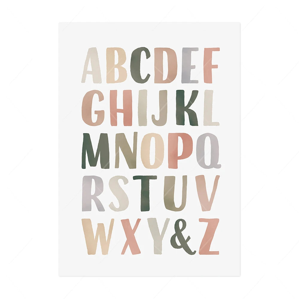 Alphabet & Number Educational Canvas Prints – Boho Nursery Wall Art