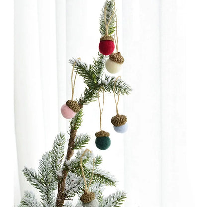 Wool Felt Acorn Ornaments – Set of 6