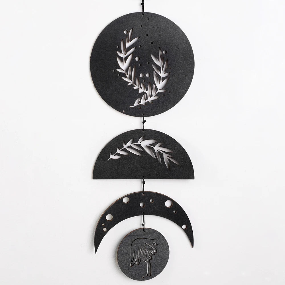 Wooden Wall Hanging Moon Phase Garland Wall Decor Hanging Ornaments Decoration Boho Home Decor for Nursery Ornament Gift